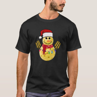 Lustiges Pickleball-Weihnachts-Schneemann-T-Shirt- T-Shirt