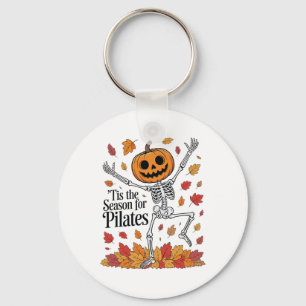 Lustiges Pilates Skelett Kürbis Yoga Halloween Her Schlüsselanhänger