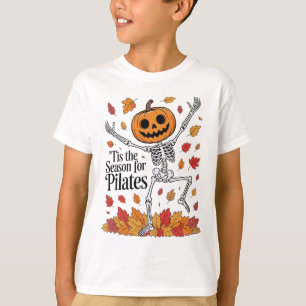 Lustiges Pilates Skelett Kürbis Yoga Halloween Her T-Shirt