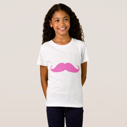 Lustiges Pink-Girly Tupfen-Schnurrbart T-Shirt (Vorne ganz)