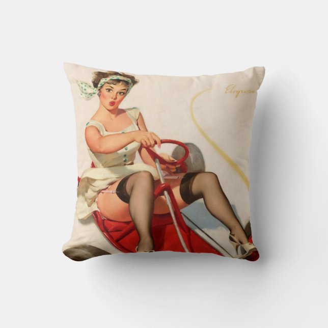 Lustiges Pinupmädchen Kissen (Vorderseite)