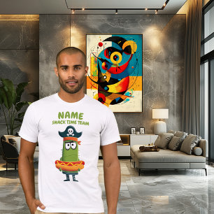 Lustiges Piratenkaktus Snack Time Team   Anpassbar T-Shirt
