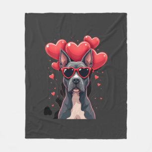 Lustiges Pitbull-Herz Valentinstag Hund Papa Mama Fleecedecke