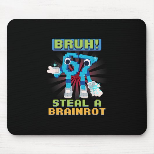 Lustiges Pixel-Meme Bruh 67 Stiehl ein Brainrot  Mousepad (Vorne)