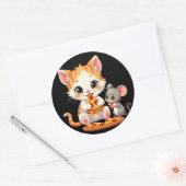 lustiges Pizza-Pizza Runder Aufkleber (Umschlag)