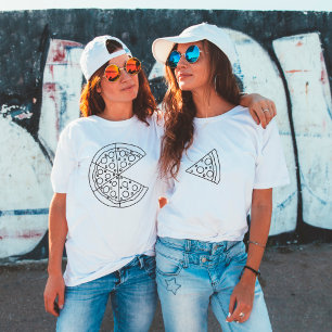 Lustiges Pizza-Stück-Paar weißes T-Shirt