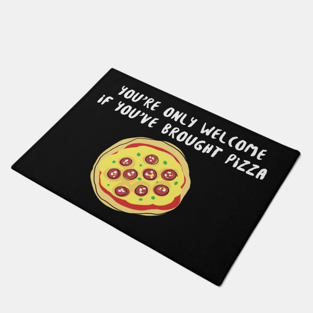 Lustiges Pizza-Willkommen Fußmatte (Schrägansicht)