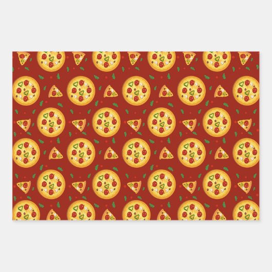 lustiges Pizzastuppchen Geschenkpapier Set (Vorderseite)