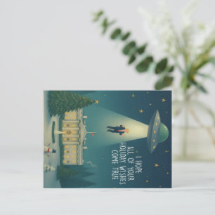 Lustiges politisches Weihnachts-UFO-Geschenk Feiertagspostkarte