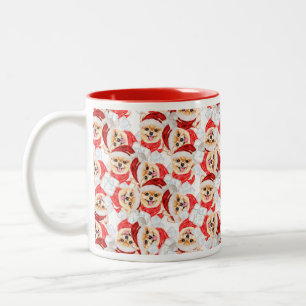 Lustiges Pomeranian-Weihnachtsmuster Zweifarbige Tasse