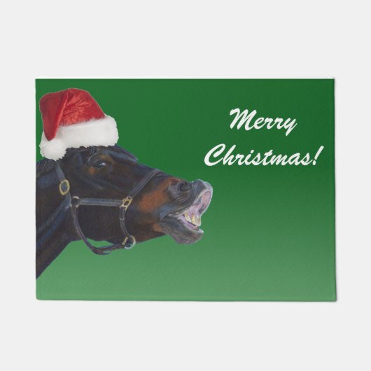 Lustiges Pony-frohe Weihnachten Fußmatte (Vorderseite)