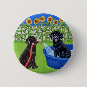 Lustiges Pool-Party Labradors Button