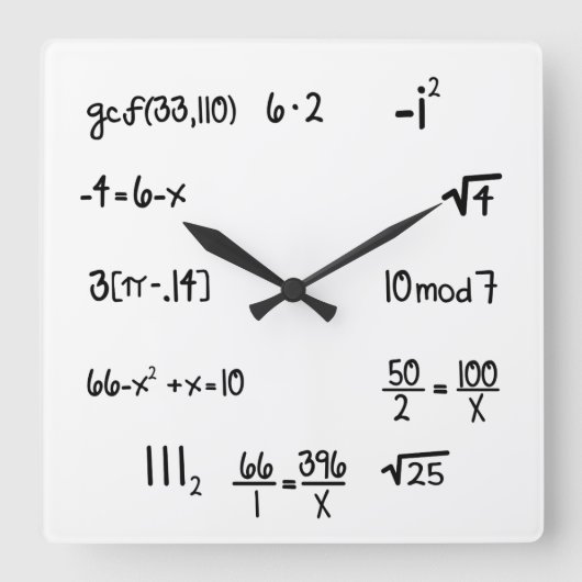 Lustiges Pop-Quiz-Mathe-Genie Quadratische Wanduhr (Vorderseite)