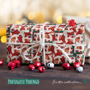Lustiges portugiesisches Podengo-Weihnachtsmuster Geschenkpapier
