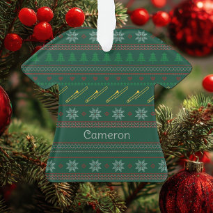 Lustiges Posaunen-Weihnachts-Schweatermuster indiv Ornament