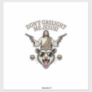 Lustiges Possum Jesus Vintage Gravur Shirt Design_ Aufkleber