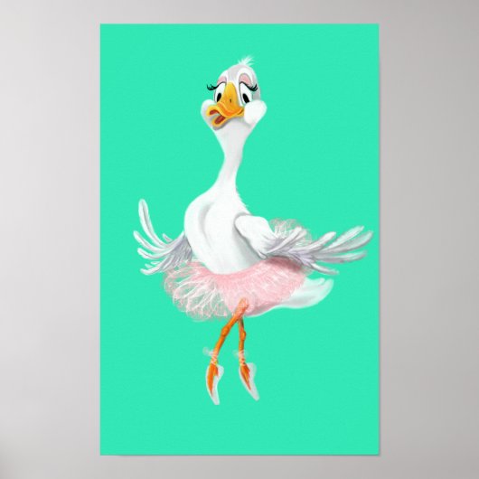 Lustiges Poster mit Ballerina-Ente - Malerei (Vorne)