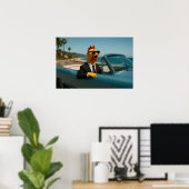 Lustiges Poster mit Gummihuhn (Heimbüro)