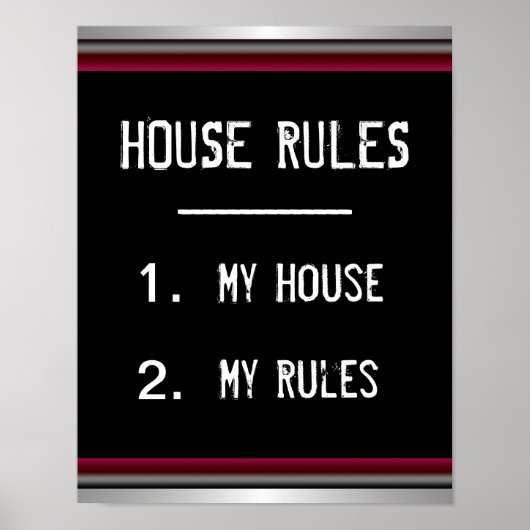 Lustiges Poster mit Hausregeln (Vorne)