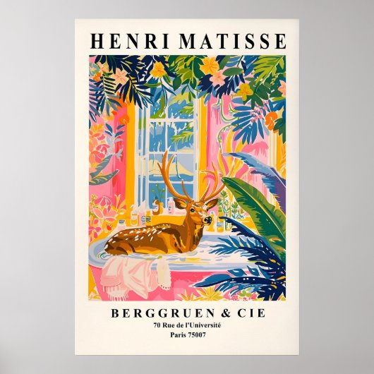 Lustiges Poster mit Hirsch in der Badewanne, Matis (Vorne)