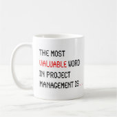Lustiges Projekt-Managements-Sprichwort nein Kaffeetasse (Links)