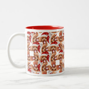 Lustiges Pudel-Weihnachtsmuster Zweifarbige Tasse