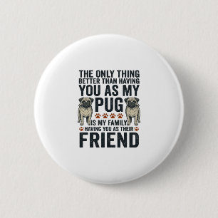 Lustiges Pug-Familienfreund Vintage-Gravur-Shirt D Button