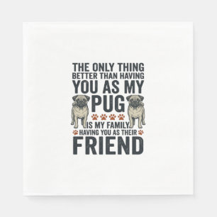 Lustiges Pug-Familienfreund Vintage-Gravur-Shirt D Serviette