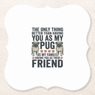 Lustiges Pug-Familienfreund Vintage-Gravur-Shirt D Untersetzer