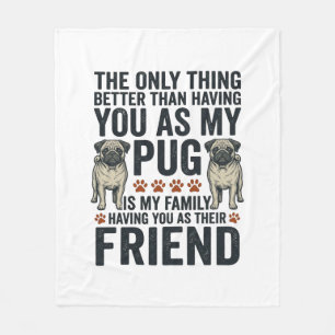 Lustiges Pug-Familienfreund Vintage Gravur T-Shirt Fleecedecke