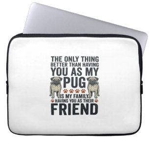 Lustiges Pug-Familienfreund Vintage Gravur T-Shirt Laptopschutzhülle