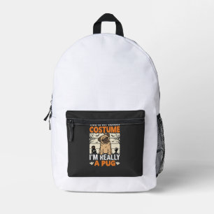 Lustiges Pug Halloween Kostümdesign für Menschen Bedruckter Rucksack