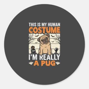 Lustiges Pug Halloween Kostümdesign für Menschen Runder Aufkleber