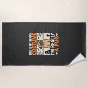 Lustiges Pug Halloween Kostümdesign für Menschen Strandtuch