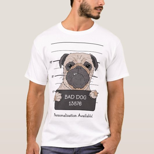 Lustiges Pug-Mugshot T-Shirt (Vorderseite)