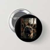 Lustiges Pug-Selfie mit Zombies spooky Forest Button (Vorne & Hinten)