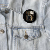 Lustiges Pug-Selfie mit Zombies spooky Forest Button (Beispiel)