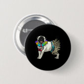 Lustiges Pug-Shirt - Hula-Tänzer Hawaii-Geschenke Button (Vorne & Hinten)