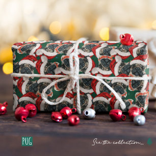 Lustiges Pug-Weihnachtsmuster Geschenkpapier