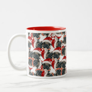 Lustiges Pug-Weihnachtsmuster Zweifarbige Tasse