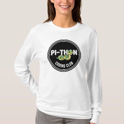 Lustiges Python-Coding-Club-T-Shirt mit Snack-Wort T-Shirt (Vorderseite)