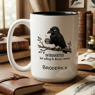 Lustiges Rabe Liebhaber-Geschenk Introvert Griesgr Zweifarbige Tasse