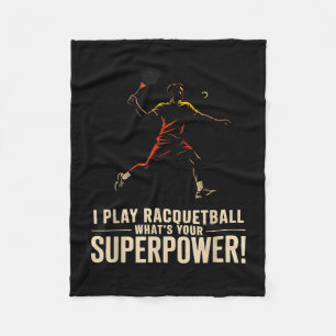 Lustiges Racquetball-Superkraft Retro-Plakat mit d Fleecedecke