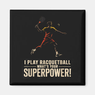 Lustiges Racquetball-Superkraft Retro-Plakat mit d Magnet