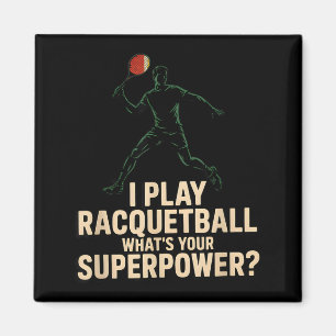 Lustiges Racquetball-Superkraft Retro-Plakat mit d Magnet