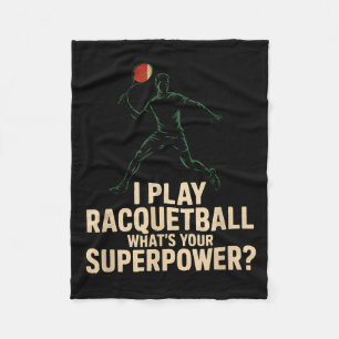 Lustiges Racquetball-Superkraft-Retroplakat sagt F Fleecedecke
