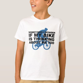Lustiges radfahrenfahrrad denkt an mich zu blau T-Shirt