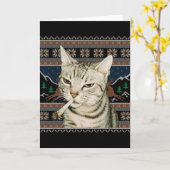 Lustiges rauchendes Katzen-Meme-Weihnachten-Hässli Karte (Gelbe Blume)