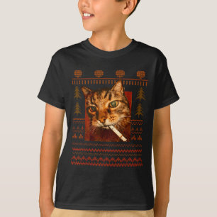 Lustiges rauchendes Katzen-Meme-Weihnachten hässli T-Shirt