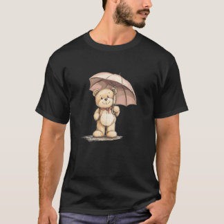 Lustiges Regenwetter unter dem Regenschirm mit die T-Shirt